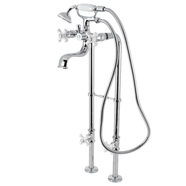 Kingston Brass CCK226PXK1 Freestanding Clawfoot Tub Faucet Package with Supply Line, Polished Chrome CCK226PXK1 - main